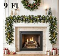 9 Ft Prelit Christmas Garland For Christmas 50 Battery Operated Warm Lights Xmas Garlands Decor Indoor Outdoor