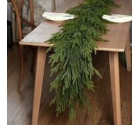 9 FT Real Touch Norfolk Pine Garland Green Artificial Christmas Garland Faux Greenery Garland for Holiday Fireplace Mantle Window Indoor Outdoor Decor (1 PCS)
