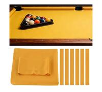 9 ft Yellow Pool Table Cloth with 6 Pre-Cut Strips, Worsted Blend Billiard Felt for American Nine-Ball Tables