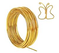 9 Gauge 3mm Aluminum Craft Wire, 50 Feet Bendable Metal Wire for Sculpting, Bike Modelling Skeleton Crafting Floral Making, Jewelry Making, Weaving and Wrapping (Gold)