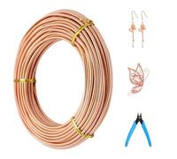 9 Gauge Aluminium Craft Wire 50 Feet 3mm Thin Bendable Jewelry Wire for Crafts Metal Modelling Wire Rose Gold（With Scissors Pliers）