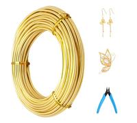 9 Gauge Aluminium Craft Wire 50 Feet 3mm Thin Bendable Jewelry Wire for Crafts Metal Modelling Wire Gold（With Scissors Pliers）