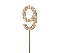 9 Gold Diamond Sparkley Cake Topper Number Year For Mans Boys Womens Girls Birthday Anniversary Party Decorations