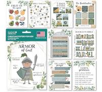 9 Greenery Sunday School Decorations For Classroom - Sunday School Posters, Christian Posters, Christian Classroom Decor, Books Of The Bible Poster, 10 Commandments For Kids, Bible Timeline Chart