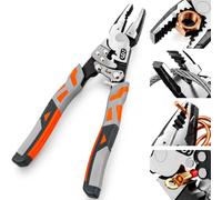 9″ Grip Pliers with Ratchet Self-Locking,Heavy Labor-Saving Wire Cutter,A | 55 Carbon Steel Jaw,33mm Opening,Quick-Release Lock,Rubber Grip Lineman Pliers,for Wire Cutting,Crimping & Plumbing Repairs