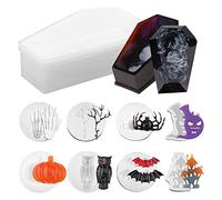 9 Halloween Resin Molds - Vampire Coffin Silicone Epoxy Resin Casting Box Mold - DIY Craft Tool for Making Mini Vampire Storage Trinket Jewelry Boxes With Cover