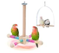 9" Hanging Bird Perch Toy for Cage, 360° Silent Free-Spin, Wooden Bird Cage Accessories, Relieve Boredom & Anxiety, for Parrots, Parakeets, Cockatiels, Small to Medium Birds
