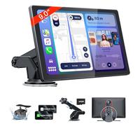 TECXERLLON 9 inch Wireless Carplay Screen for Car with 4K Dash Cam & 1080P Backup Camera, Portable Car Audio Receiver with Carplay & Android Car, GPS Navigation, Airplay, Mirror