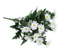 9 Head Artificial Daisy Bouquet| Silk Fake Flowers with Wire Stems for Home Garden Decor| Wedding Photography Props| 35cm Lifelike Floral Arrangement(White)