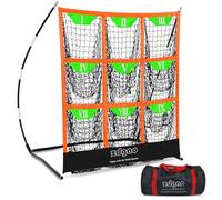 9 Hole Pitching Net for Baseball and Softball | Pitcher Training Net with Strike Zone Indoor Outdoor for Teens, Adults, Portable Pitching Training Equipment with Carry Bag (Black Orange)