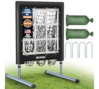 9 Hole Pitching Net with Strike Zone, Heavy-Duty Baseball & Softball Training Equipment for Pitching and Hitting, 5 Height Adjustable 9 Pocket Target, Portable Practice Equipment for All Ages