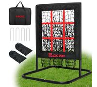 9 Hole Pitching Net with Strike Zone, Portable Quick Setup Baseball Nine Pocket Pitching Target - Adjustable Height, More Stable Base Design, Training Equipment for Pitchers of All Levels