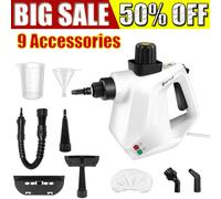 Beldray BEL0701TQN 10-in-1 Handheld Steam Cleaner - Clean, Sanitise & Refresh Surfaces, Tiles, Mirrors & Windows, Chemical Free Cleaning, Includes Nozzles, Brushes, Upholstery Head & Squeegee, 1000W