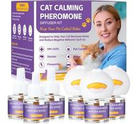 9-In-1 Advanced Cat Pheromone Calming Diffuser (3 Plugs in+ 6 Refills), Relieve Anxiety, Help Reduce Fighting, Spraying & Scratching, Drug-Free & Odorless Safe Relaxation Solution, 180 Day Supply