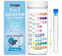 9 in 1 Aquarium Test Strips - 100 Strips Aquarium Water Test Kits for Freshwater Saltwater - Testing for Iron, Copper, Nitrite, Nitrate, pH, GH & KH, Chlorine, Total Alkalinity