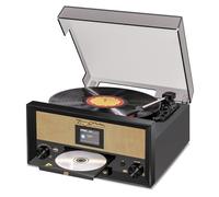 9-in-1 CD and Vinyl Player Bluetooth Record Player, 3-Speed Turntable, CD Player, FM & DAB Radio, USB Playback/Recording, AUX in, RCA Line Out & Headphone Jack for Home Decor Music Center
