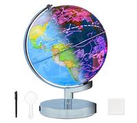 9-in-1 Illuminated World Globe 8 in for Kids & Adults with 88 Constellation Map, Touch Color Changing LED Lamp for STEM Geography Learning, Night Light for Classroom Office & Home Desk Decor