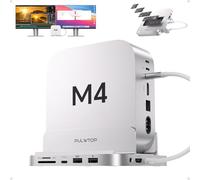 9 in 1 Mac mini M4 Dock with HDMI 4K@60Hz & 4TB M.2 SSD Enclosure | PULWTOP Aluminum Vertical USB-C Hub Stand for Mac mini M4 ,M4 Pro, M5 Pro, M6 with USB-A/C 10Gbps, 3.5mm Audio, SD/TF