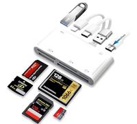 9-in-1 Memory Card Reader Universal Card Reader for iPhone/iPad, CF/SD/MicroSD/MS/XD Card Reader & USB OTG Adapter with USB/USB-C/Lightening Connector for iPhone 16/iPad Pro/Samsung Galaxy/MacBook etc