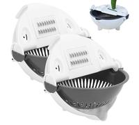 9-in-1 Multi-Functional Vegetable Chopper, Manual Slicer Grater with Interchangeable Stainless Steel Blades,Multifunctional Kitchen Tool with Rotating Strainer Bowl (2pcs)
