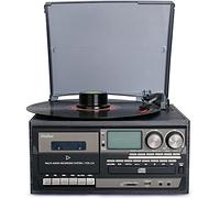 9 in 1 Record Player, Retro Bluetooth Record Player with Built-in Speakers, 3 Speed Bluetooth Vintage Turntable, CD Player, AM/FM Radio, for Entertainment B