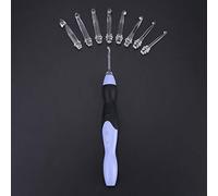 9 in 1 USB Rechargeable Light Up Crochet Hooks,LED Dimmable Crochet Set with 9 Interchangeable Heads,2.5mm-6.5mm,Ergonomic Crochet Hooks(Purple Handle)