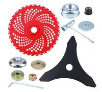 9 Inch 36T Carbide Tipped Brush Cutting Blade & 10 Inch 3T High Performance Trimmer Blade Combination with Universal Adapter Kit - Compatible with Weed Killers, Grass Trimmers & Brush Cutters