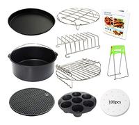9 Inch Air Fryer Accessories XL 10 PCS with Cupcake Pan, Pizza Pan, Silicone Baking Cup, Recipe Cookbook, 100Pcs Parchment Paper for 5.3Qt - 6.8Qt and Larger Size Phillips Air Fryer Instant Pot