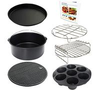 9 Inch Air Fryer Accessories XL 7 PCS with Cupcake Pan, Pizza Pan, Silicone Baking Cup for 9 Inch 5.3Qt - 6.8Qt and Larger Size Phillips Air Fryer Pressure Cooker Steamer