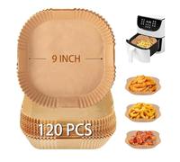 9 Inch Air Fryer Disposable Paper Liners Non-Stick Waterproof Air Fryer Accessories, 120 Pcs Air Fryer Square Paper Liner Compatible with COSORI, Tower, Tefal, Philips, Instant, LLIVEKIT, etc.