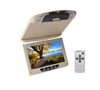 9 Inch Car Roof Monitor LCD Flip Down Screen Overhead Multimedia Video Ceiling Mount Display Easy Setup For Trips(Beige)