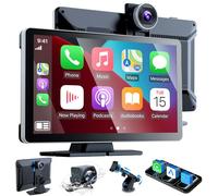 9 Inch Car Stereo with Apple Car Play & Android Auto,Portable Touch Screen Car Player Wireless Car Play Screen with Voice Control, with 4K Front+Rear 1080P Dual Camera Dash Cam (9 Inch+2 Camera)