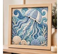 9 inch DIY Fabric Poke Art Kit Christmas & Sea Theme Art Craft for Beginner | Kintsugi Japanese Fabric Complete DIY Craft Kit For Adults & Beginners Christmas Wreath Home Decoration Xmas Gift Idea