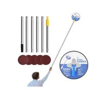 9 Inch Drywall Pole Sander for Walls: 360° Rotation Radial Sander with 180cm Extension Pole 6Pcs Sanding Sheets (120, 180, 240, 320 Grit) Aluminum Alloy Drywall Polishing Sanding Tool
