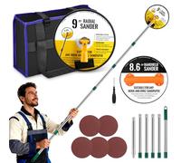 9 Inch Drywall Pole Sander Kit with 8.6 Inch Handheld Sander, 89 Inch Extension Pole, 5 pcs Sanding Discs (80/100/120/180/240 Grit), for Wall and Ceiling Sanding（with Light Strip)