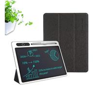9 Inch Electronic Notepad LCD Tablet Drawing Pad - Flexible Bright High Practicality 100,000+ Writes - Business Study Meetings Daily Notes - with Faux Leather Case, Black, (Black