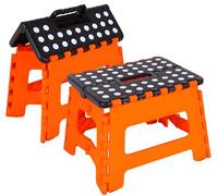 9 Inch Folding Step Stool for Adults,Non-Slip Foldable Steps Stool for Kitchen,Gardens,Bedrooms,Plastic Folding Stool for Kids,Collapsible step Stool Folding,Step Up Stool, (Black/Orange)