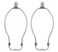9 Inch Lamp Shade Harp Holder, OZXNO 2-Pack Horn Frame Lamp Shade Bracket with Light Base and Ball Lamp Finial DIY Lighting Replacement Accessories for Table/Floor Lamps (Sliver)