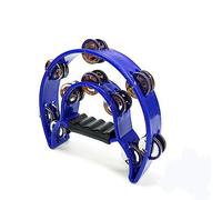 9 Inch Metal Hand Held Percussion Half-Moon Tambourine for Adults, KTV, Party,Double Row MetalHand Held Percussion Drum Multicolor (Blue)