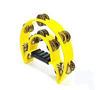 9 Inch Metal Hand Held Percussion Half-Moon Tambourine for Adults, KTV, Party,Double Row MetalHand Held Percussion Drum Multicolor (Yellow)