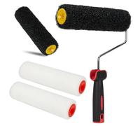 9 inch Microfiber Paint Roller Set with 3PCS Durable Roller Cover Sleeves for Wall and Ceilings Painting,Medium Pile for Emulsion Paints, Ergonomic Handle for Walls, Ceilings, and Plaster Application