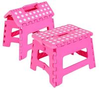 9 Inch Non-Slip Plastic Collapsible Step Stool for Adults and Kids (Pink, Kitchen, Gardens, Bedrooms)