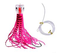 9 Inch Octopus Skirt Bait Trolling Lure with Water Outlet for Deep Sea Fishing Targeting Swordfish, Tuna, Kingfish, Marlin, Salmon and Other Large Fish (F)