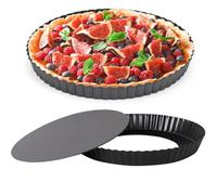 9 Inch Quiche Pan with Removable Bottom, 22cm Fluted Tart and Pie Flan Tins for Baking, Non-Stick Steel Quiche Dish for Pie, Mousse Cakes, Desserts