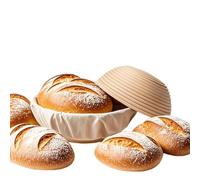 9-Inch Round Banneton Bread Proofing Basket - Natural Rattan Sourdough Fermentation Basket with Linen Liners | Reusable Artisan Dough Rising Basket for Professional & Home Bakers