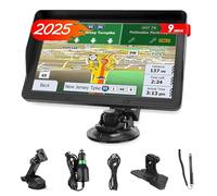 9 Inch Sat Navs for Cars, Truck, HD GPS Navigation with UK Europe Maps, Lifetime Free Updates, Satnav support Postcode Search, Voice Guidance, Speed Camera Alert, Lane Guidance Assist, POI