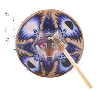 9 Inch Shaman Drum - Handmade Siberian Drums Deep Resonant Spiritual Cultural Instrument Easy Grip Design | With Ceremony Graphics
