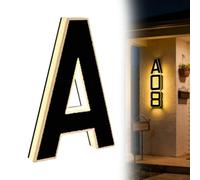 9 Inch Solar Lighted House Letter for Outside, Light Up Waterproof LED Address Letter Signs for Houses, Large Personalized Illuminated Exterior Modern House Numbers Light (A)