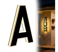 9 Inch Solar Lighted House Number for Outside, Light Up Waterproof LED Address Numbers Signs, Large LED Modern Illuminated Numbers, for Exterior Night Visibility A 6.7 in