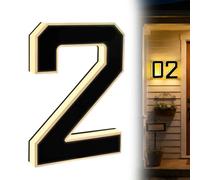 9 Inch Solar Lighted House Numbers for Outside, Door Numbers for Outside, No Drill Large Personalized Illuminated Exterior Modern House Number Light for Exterior Night Visibility(2-Black, 9IN)